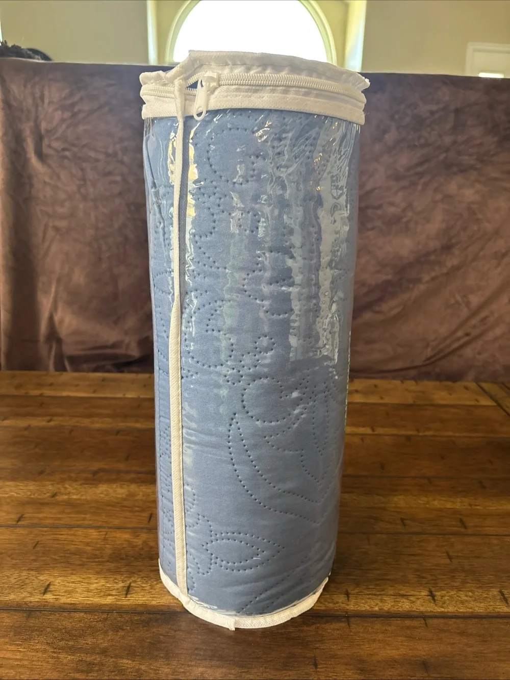 White Feather Quilt Set Queen Size Light Blue Periwinkle Bedding New